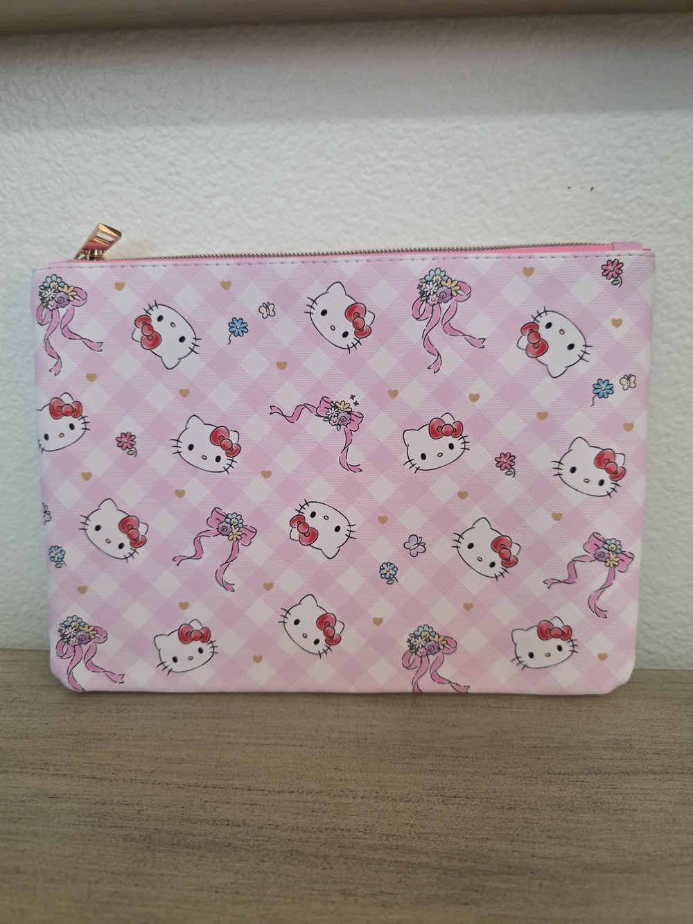 Hello Kitty Pink Zip Pouch - Cute Floral Bow Design New